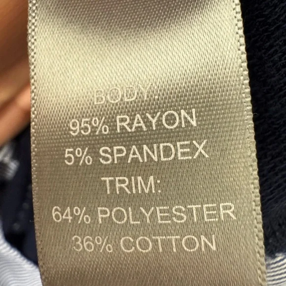 Marled Navy Blue Tank Top with Pinstripe Ruffle Coquette Preppy style medium - Picture 3 of 5